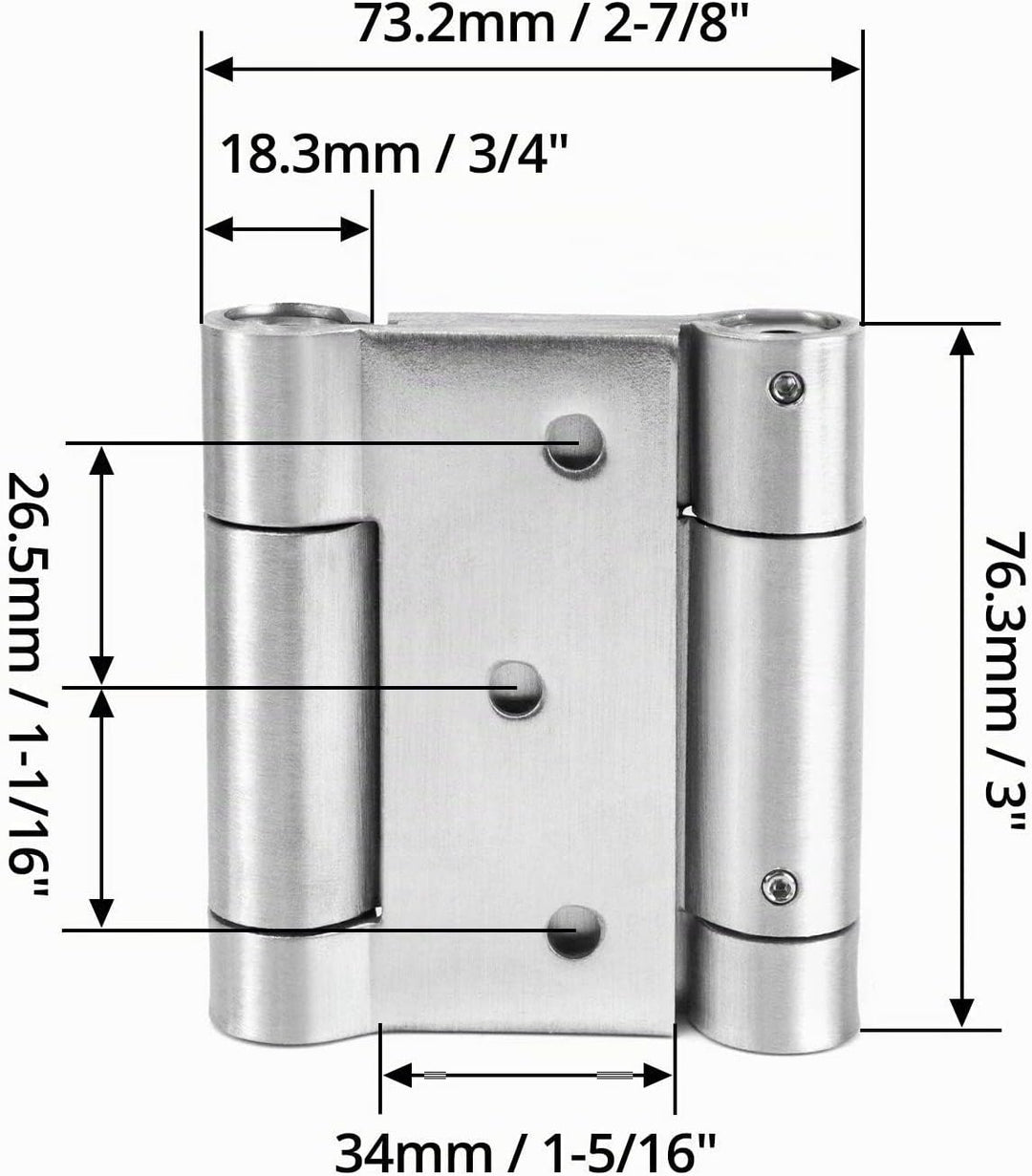 QWORK® Pendeltürband Türscharnier, 304 Edelstahl Scharniere für Pendeltür und Schwingtür für Cafe, S