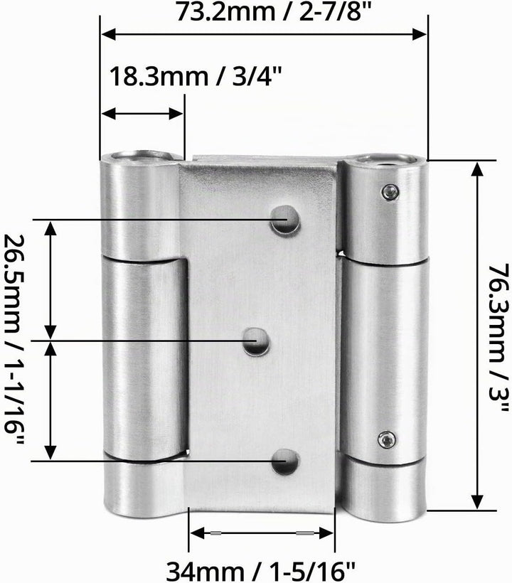 QWORK® Pendeltürband Türscharnier, 304 Edelstahl Scharniere für Pendeltür und Schwingtür für Cafe, S