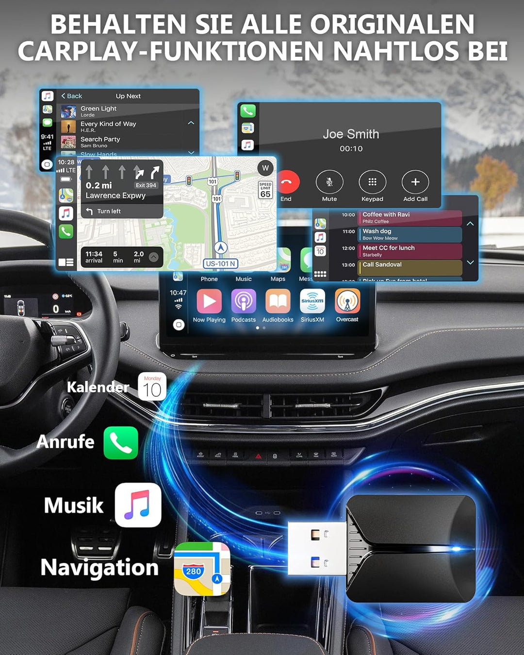 2025 Carplay Wireless Adapter-Android Auto Wireless Adapter 2-in-1 Superschnelle Upgrade von Wired a