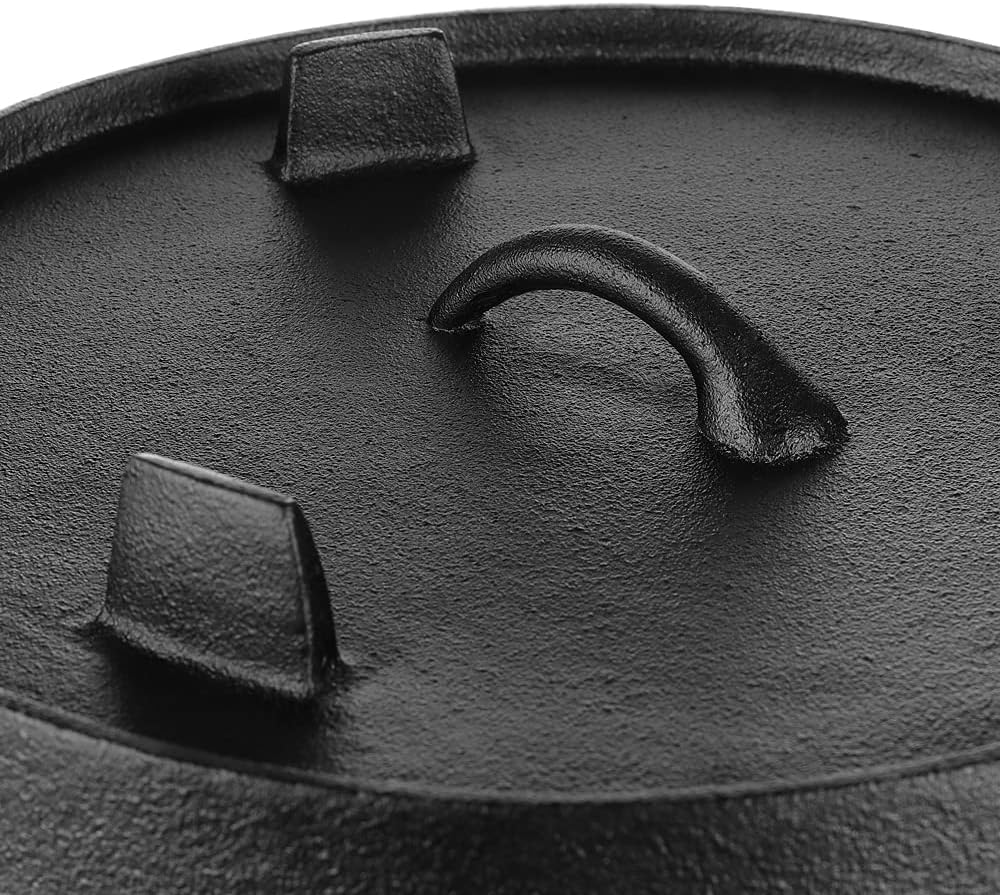 Mucola Dutch Oven 31x14 cm Gusseisen 9 Liter ohne Füsse Schwarz | Feuertopf Schmortopf Bräter Gussto