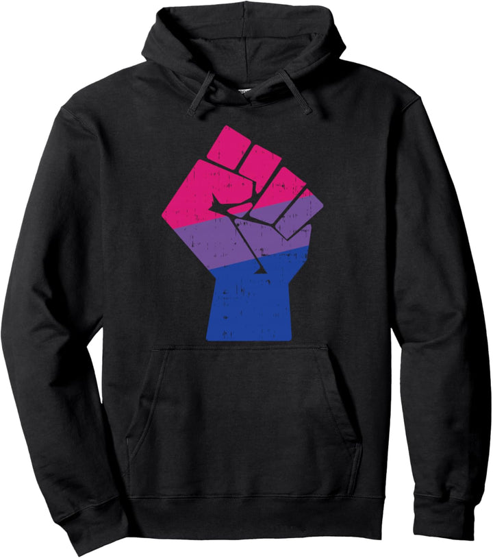 Raised Fist Bisexual Bi Pride Flag Support Resist LGBT Gift Pullover Hoodie