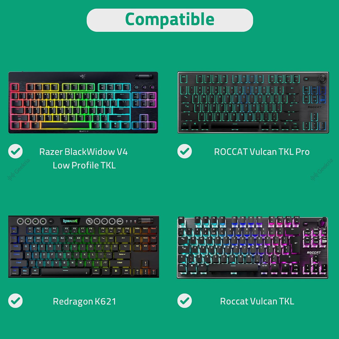 Geekria Low Profile TKL Tastaturhülle, kompatibel mit Razer BlackWidow V4 Low Profile TKL, Redragon