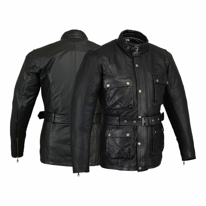 Biker Gear Klassische Vintage Trail Blazer CE1621-1 PU Rüstung Motorrad Gewachste & geölt Alter beha