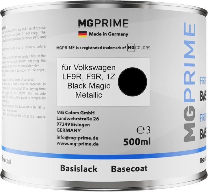 MG PRIME Autolack Set Dose spritzfertig für Volkswagen VW LF9R / F9R / 1Z Black Magic Metallic Basis