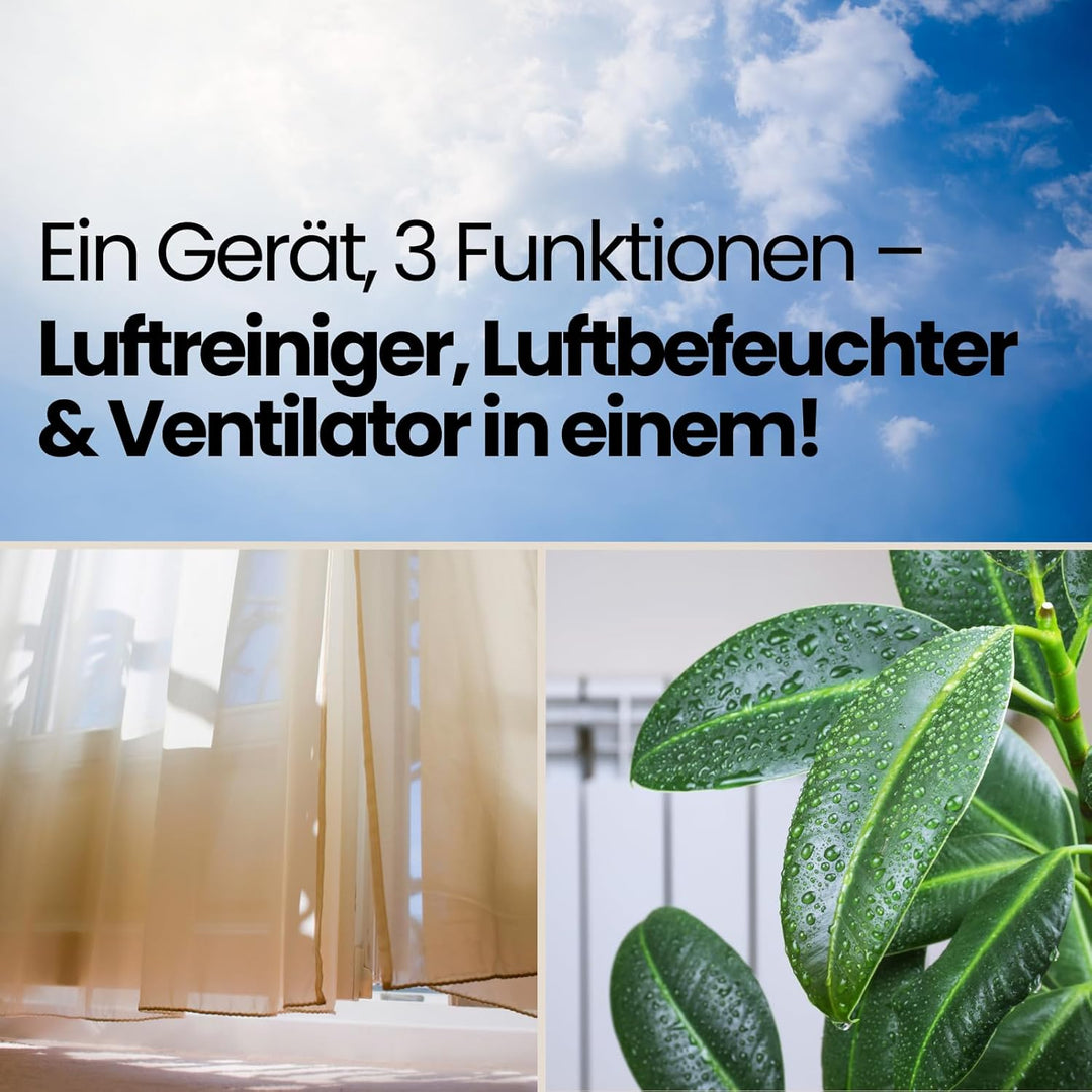 Steba Mini-Luftwäscher mit Ventilatorfunktion, 3in1- Luftreiniger, befeuchter und Ventilator, 3 Leis