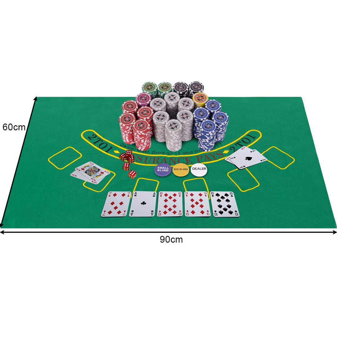 COSTWAY 500 Laser-Chips Pokerset, Poker Komplett Set mit 2 Spielkarten, 5 Würfel, 3 Händler-Chips un