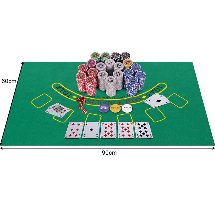 COSTWAY 500 Laser-Chips Pokerset, Poker Komplett Set mit 2 Spielkarten, 5 Würfel, 3 Händler-Chips un