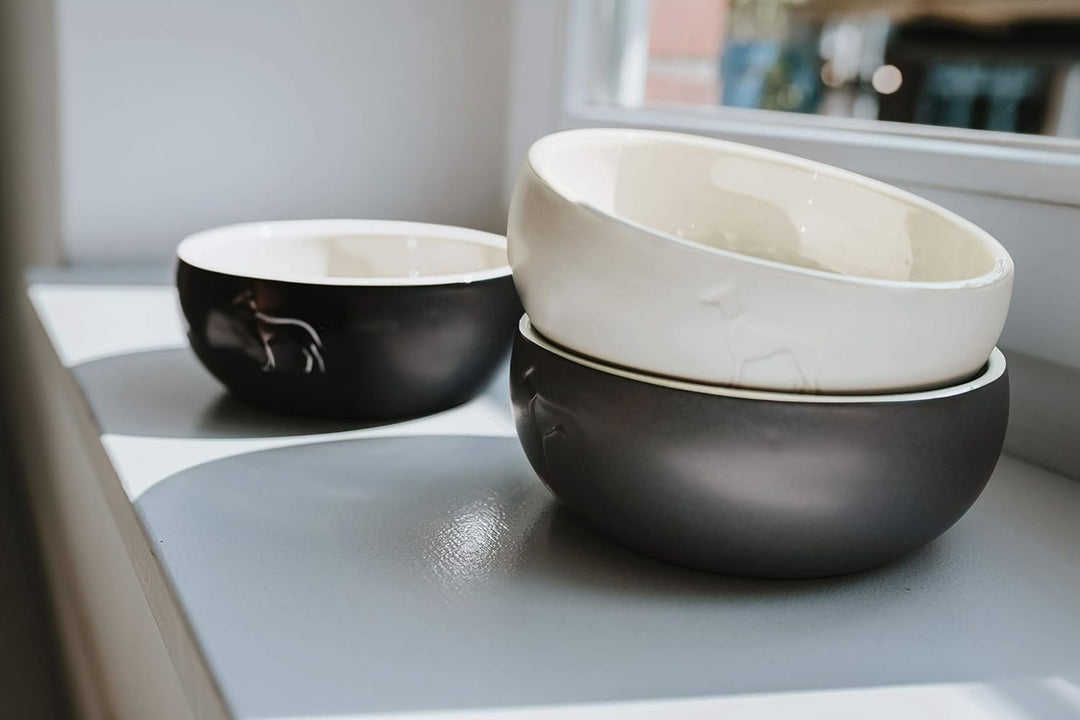HUNTER Keramik-Napf LUND, Farbe: weiss, Keramiknapf mit Silikonrand, sicherer Stand, edles Design, p