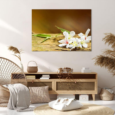 ARTTOR Bilder auf Leinwand 100x70cm Leinwandbild Asien spa bambus blume Gross Wanddeko Bild Schlafzi