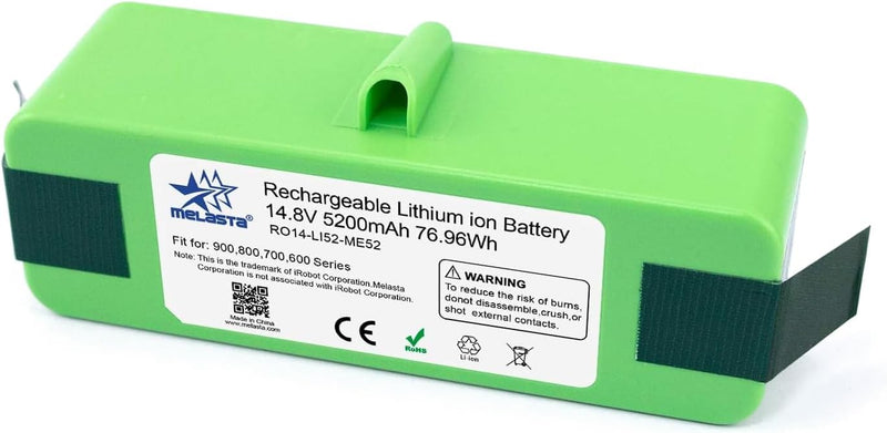 melasta 14,8 V 5200 mAh Lithium-Ionen Akku kompatibel mit iRobot Roomba 900 800 700 600 Serie 980 96