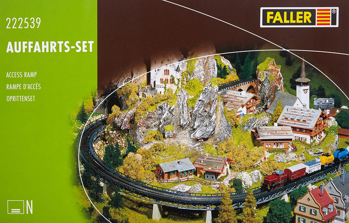 FALLER Auffahrts-Set Modellbausatz mit 75 Einzelteilen R1=193 mm I Modelleisenbahn Zubehör N Gleisbe