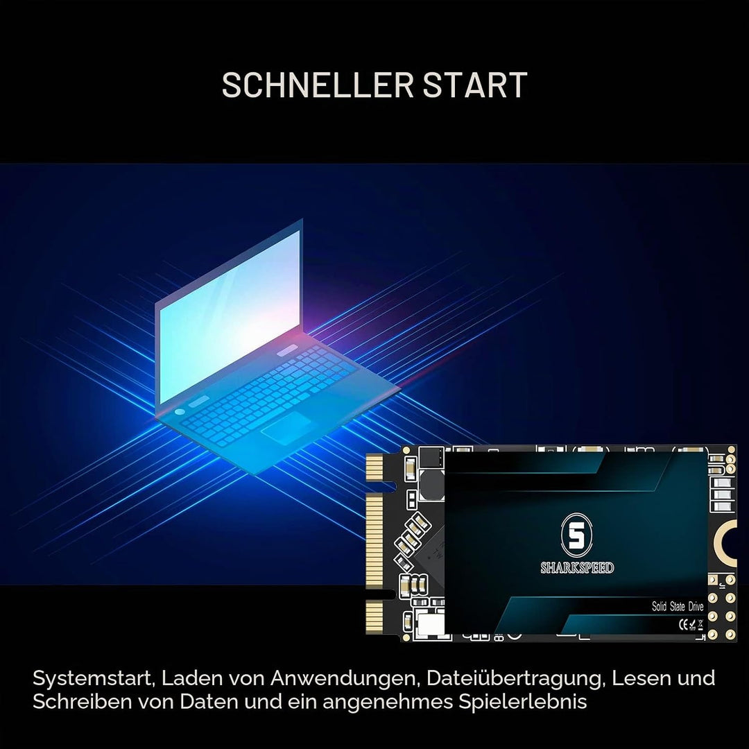 SHARKSPEED SSD 1TB M.2 2242 42mm NGFF TLC 3D NAND SATA 3 (6Gb/s), SSD Festplatte Interne Solid State