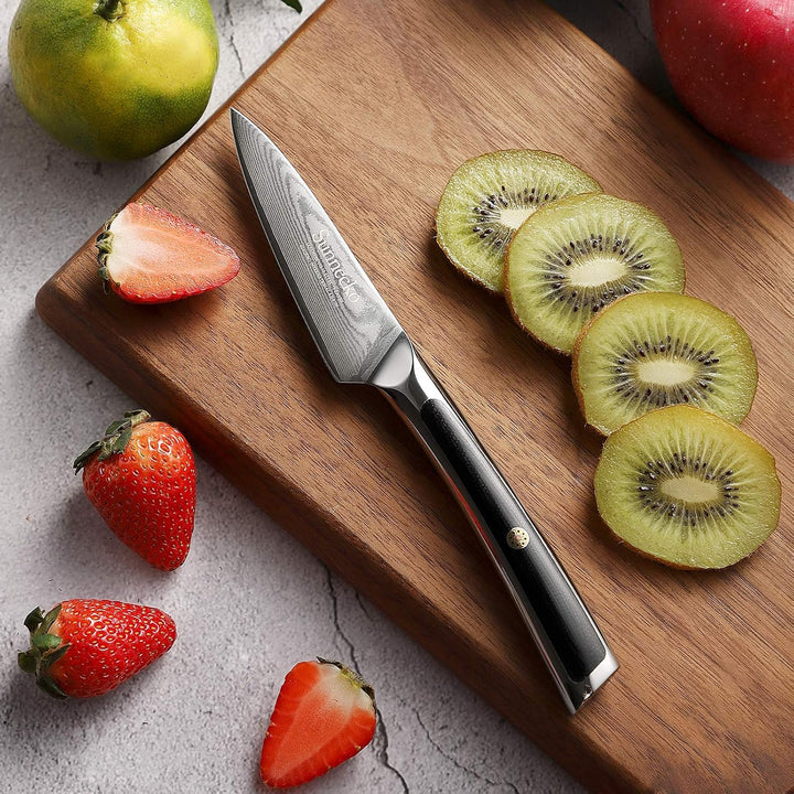 Sunnecko Schälmesser Damast 9cm Damastmesser Gemüsemesser Obstmesser Allzweckmesser - Japanischer Da