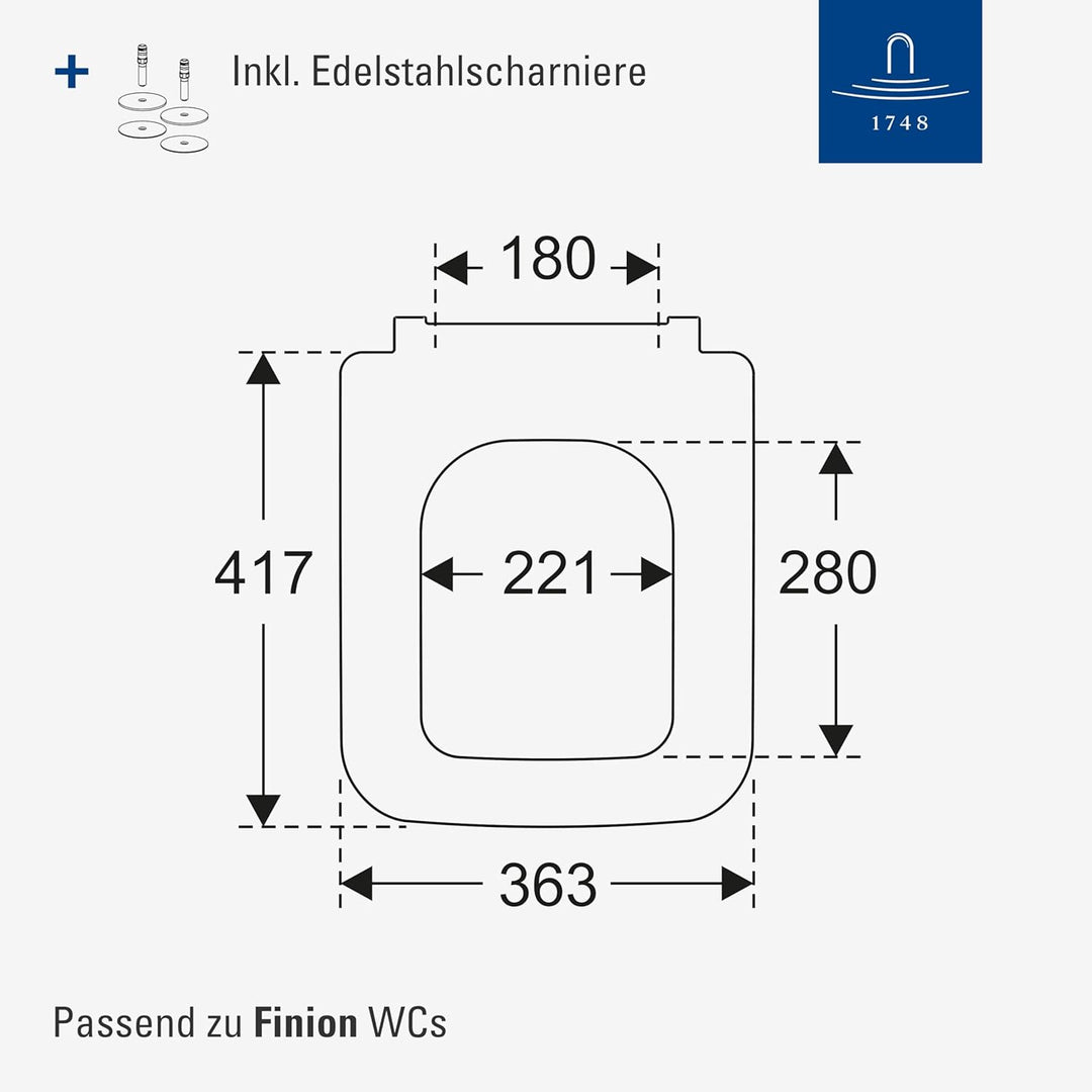 Villeroy & Boch Finion WC-Sitz - Toilettendeckel mit Absenkautomatik - Abnehmbarer, bruchsicherer To