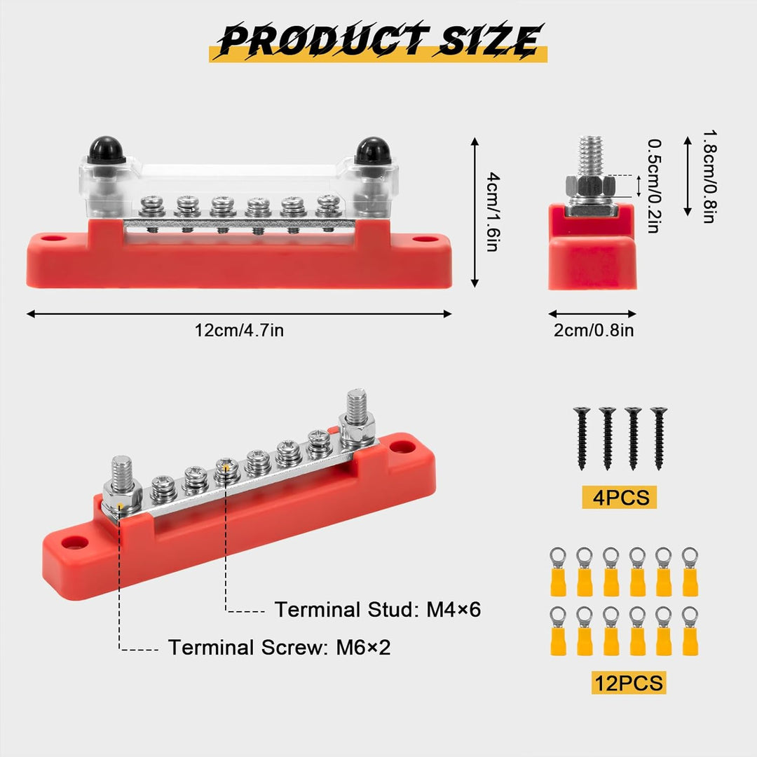GUNGY Sammelschiene 12V-48V DC Sammelschienen Verteilerblock 150A Busbar Stromverteilungsblock mit 6