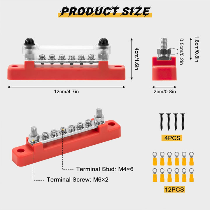 GUNGY Sammelschiene 12V-48V DC Sammelschienen Verteilerblock 150A Busbar Stromverteilungsblock mit 6