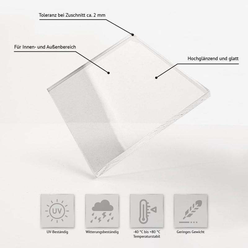 Acrylglas Zuschnitt 2-20mm Transparent Glasklar hochwertige GS Qualität, klare Scheibe/Platte, Mater