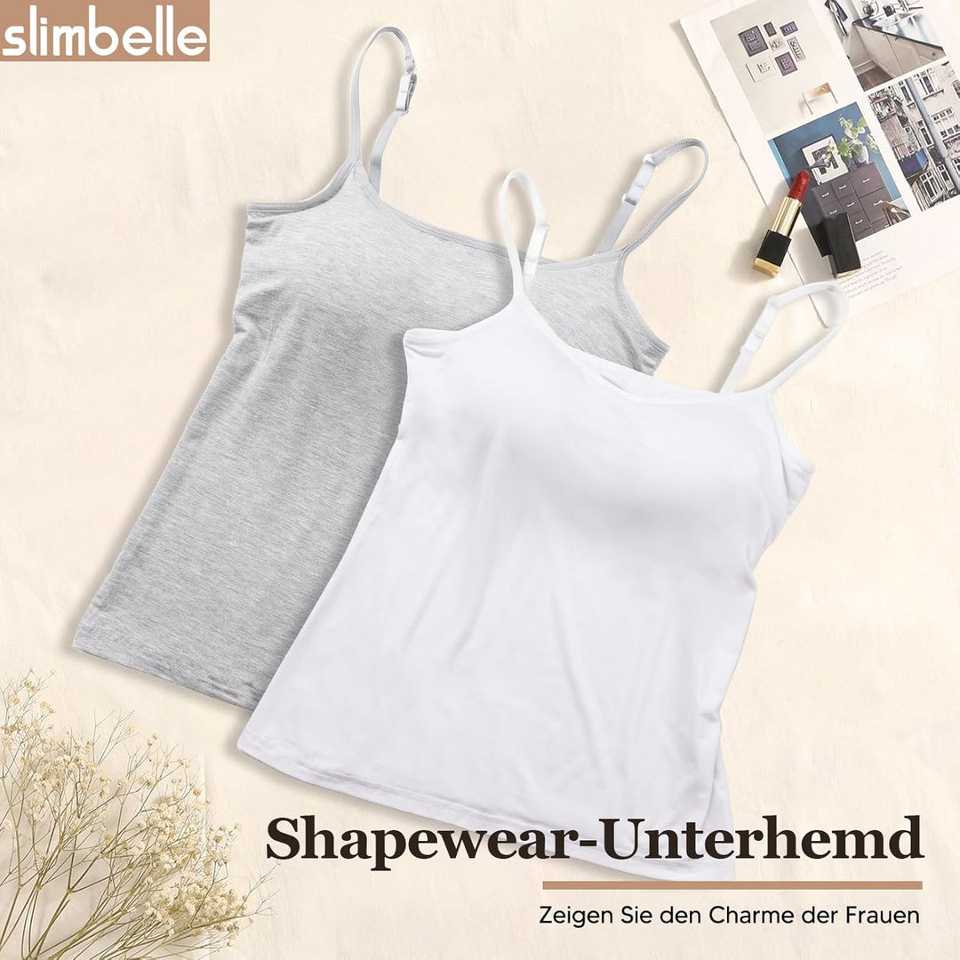 SLIMBELLE Damen Unterhemd BH Hemd Seamless Tank Top mit entfernbaren Cups Bauchweg Shapewear Top Ohn