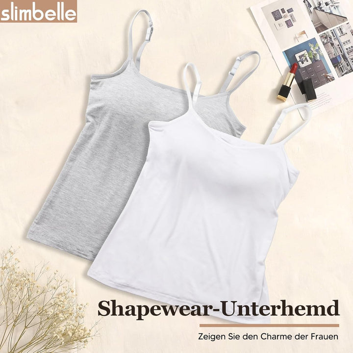 SLIMBELLE Damen Unterhemd BH Hemd Seamless Tank Top mit entfernbaren Cups Bauchweg Shapewear Top Ohn