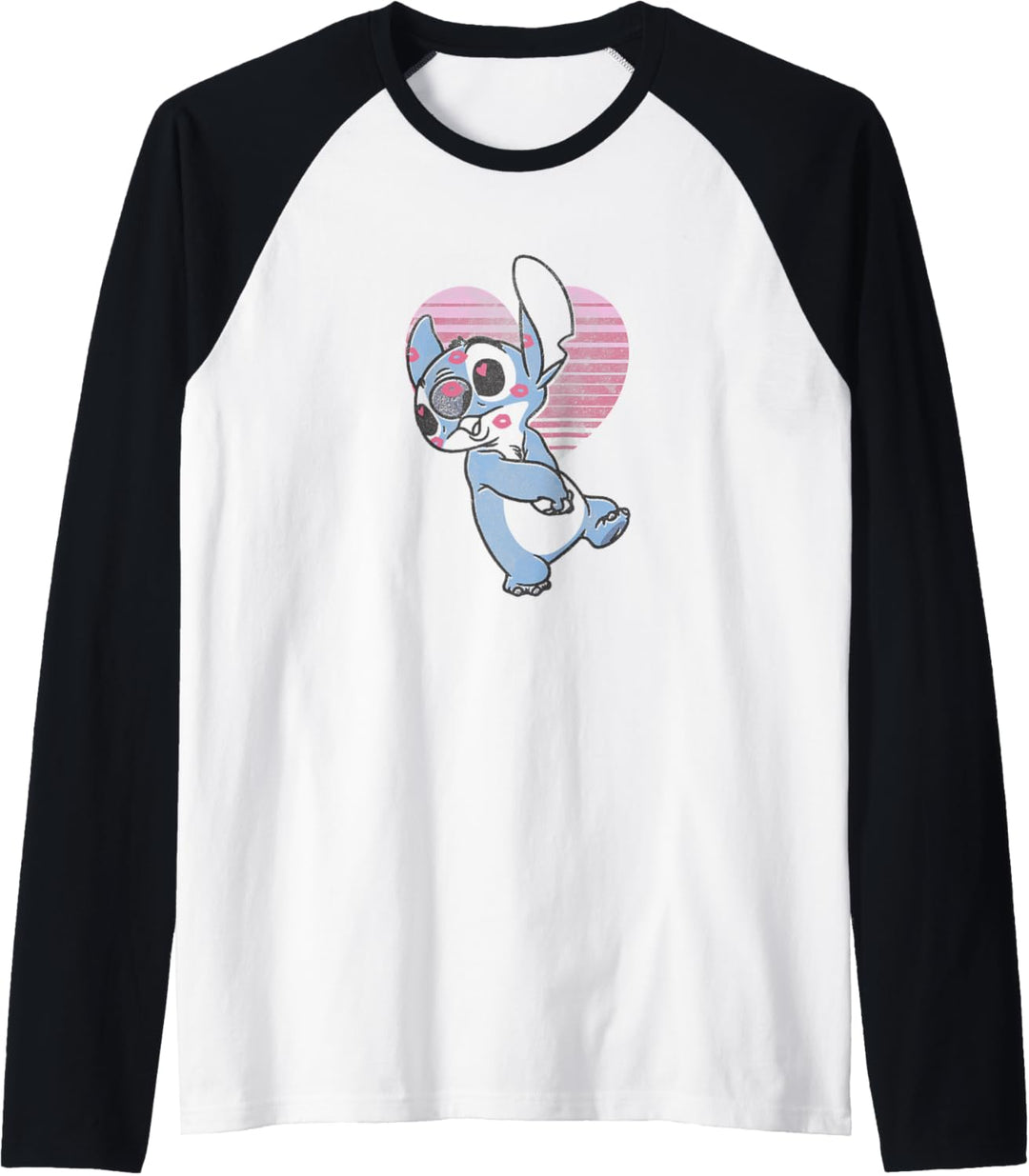 Disney Lilo & Stitch Valentinstag Stitch Retro Pink Heart Raglan