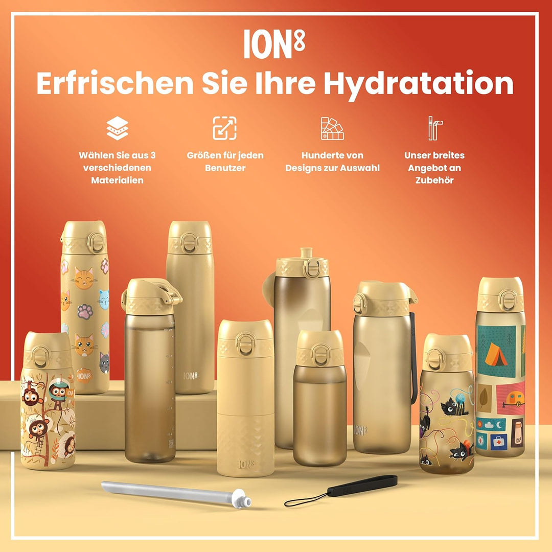 ION8 1 Liter Trinkflasche, 1000ml, Auslaufsicher, Einhandöffnung, Sichere Verriegelung, Spülmaschine