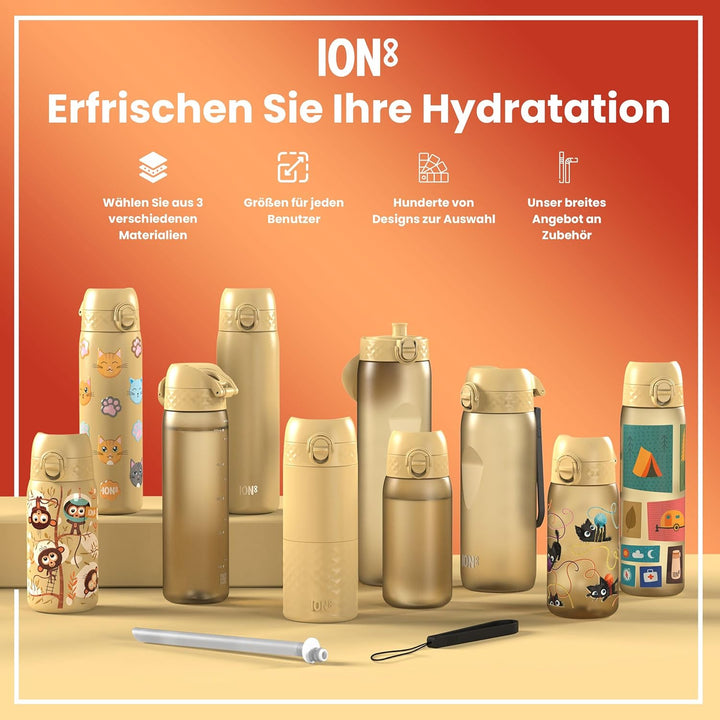 ION8 1 Liter Trinkflasche, 1000ml, Auslaufsicher, Einhandöffnung, Sichere Verriegelung, Spülmaschine