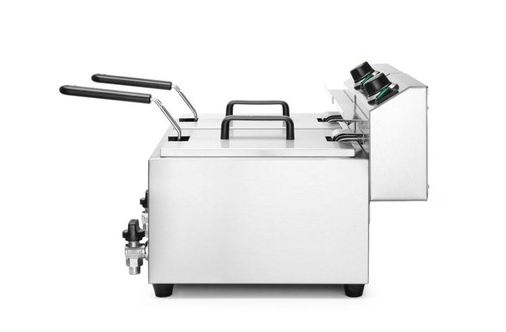 HENDI Fritteuse Mastercook, mit Ablasshahn,Tisch Friteuse, Sicherhetsthermostat, Frittierkorb mit ex