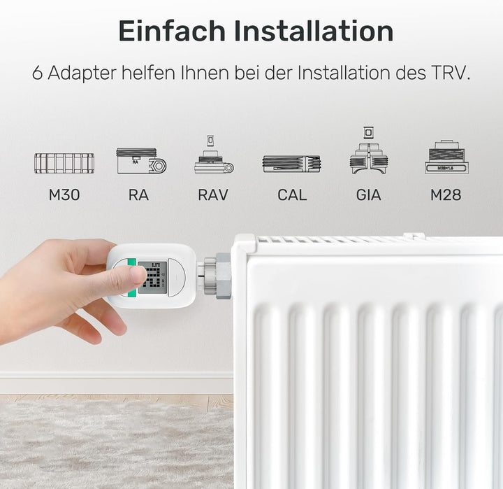 Winees Smart Heizkörperthermostat 3-teilig, mit Zeitplan, Fern-/Sprachsteuerung, Heizungsthermostat