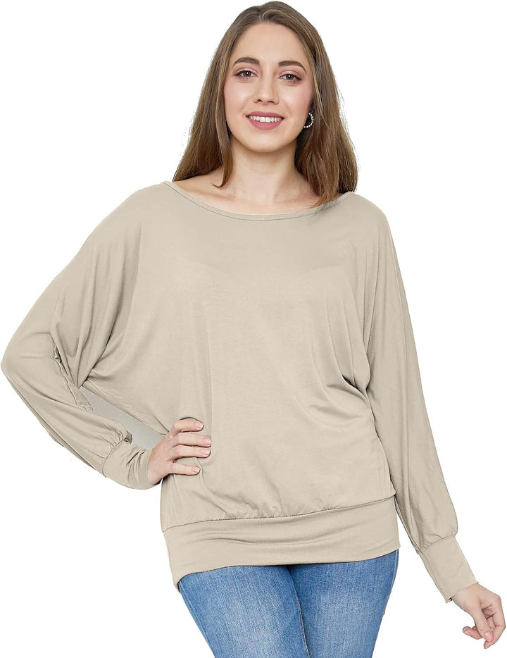 Van Der Rich ® - Oversize T-Shirt mit Fledermausärme - Damen Ml-beige M, Ml-beige M