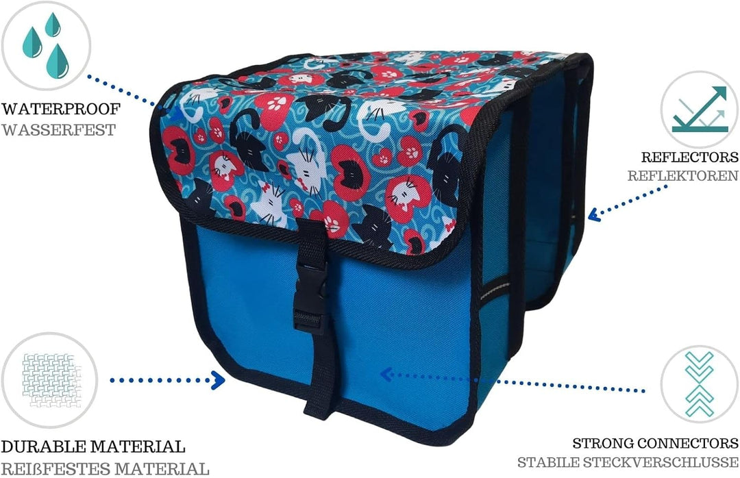 Beluko FAHRRADTASCHE 14-20 Zoll Kinder Satteltasche Gepäckträgetasche Doppel 2 x 5l (45 - Mini - Kat