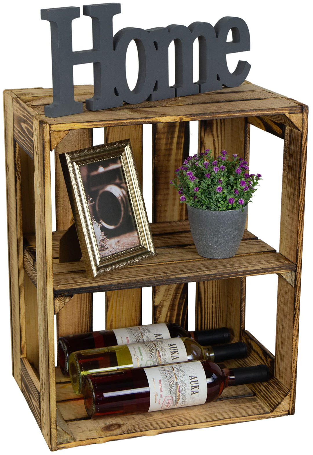 flambierte/geflammte Bücherregal - Schuhregalkiste mit Zwischenbrett/Mittelbrett Einlage ca 50x40x30