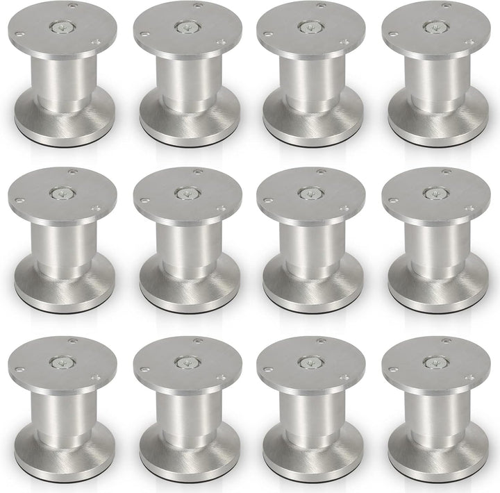 Gimisgu Aluminium Möbelfüsse 12er Set,Runde Möbelfuss Sockelfuss,Höhe 80mm,Höhenverstellbar:15mm,Bel