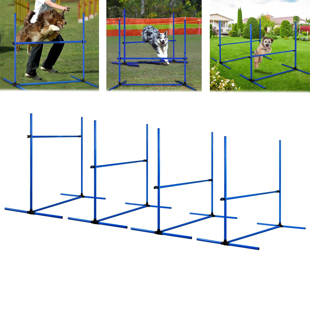 Agility Ausrüstungs Set für Hunde, Agility Hürdenset inkl. 4 x Hürden Höhenverstellbar, Haustier Tra