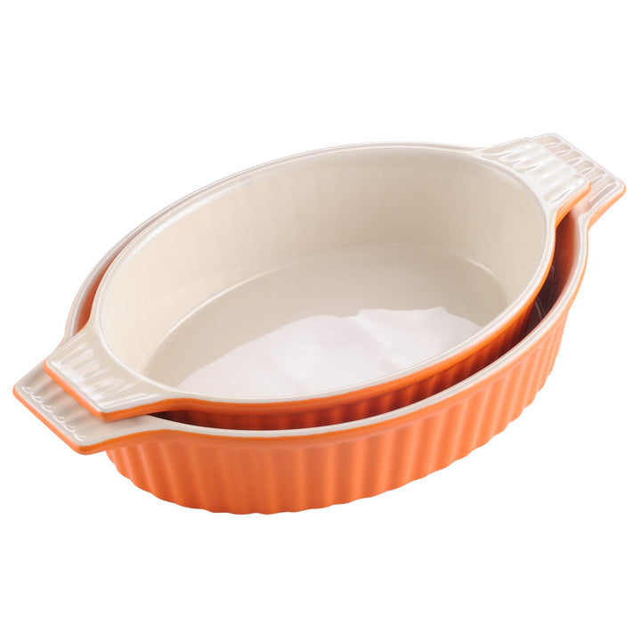 MALACASA, Serie Bake.Bake Set mit 2 Porzellanformen zum Backen, Ofenform für Brot, Lasagne, Kuchen,