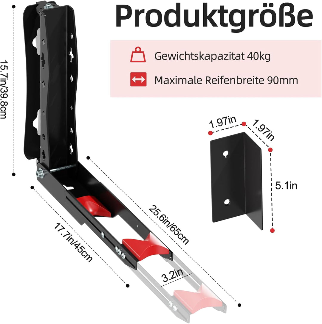 Urban Deco 2er-Pack Fahrradhalterung Wandhalterung schwenkbar, Platzsparender Ständer für die Garage