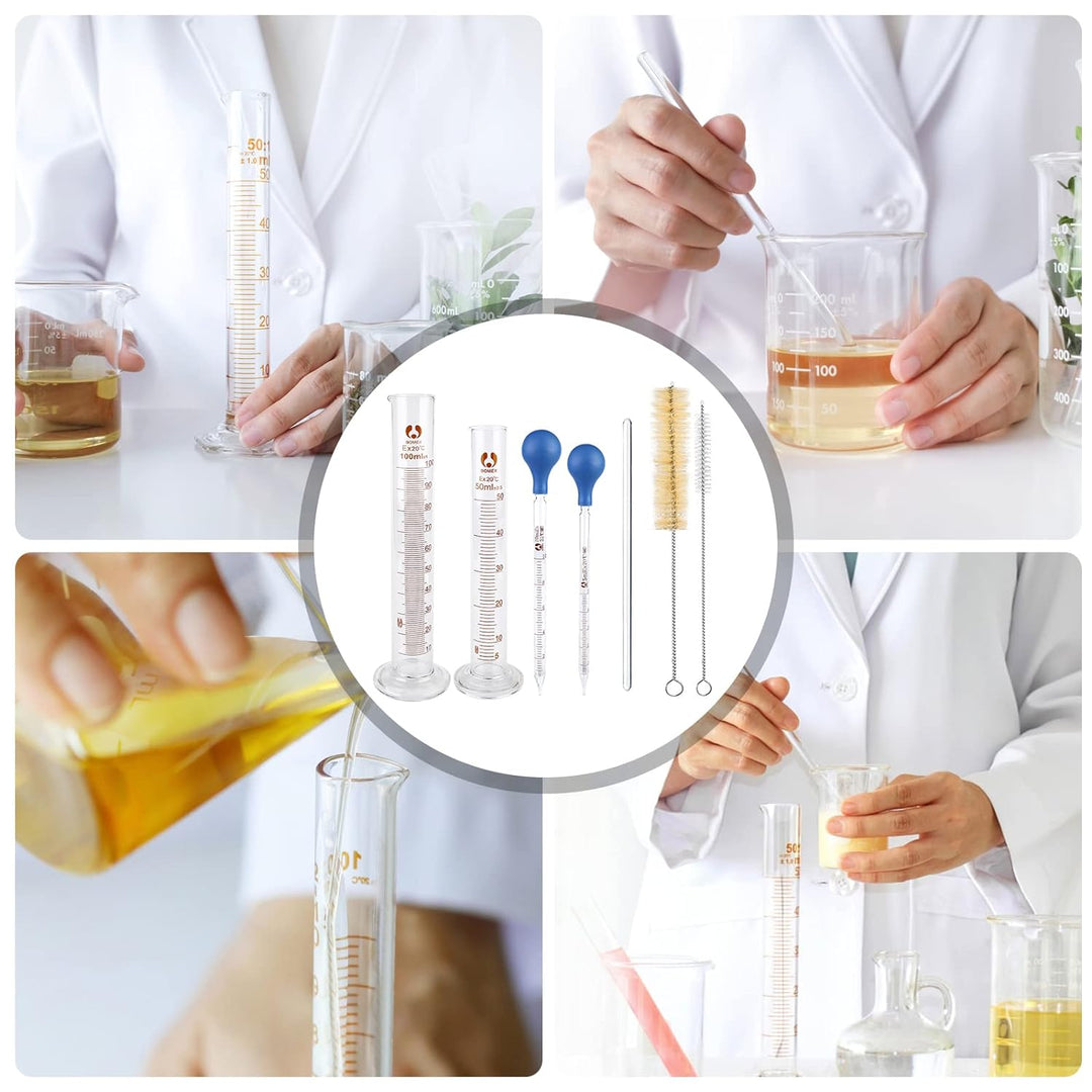 Glas Pipette Glas Messzylinder Set, Glas Pipette Dropper, 4 Stück Transfer Pipette 5ml 10ml,2 Stück