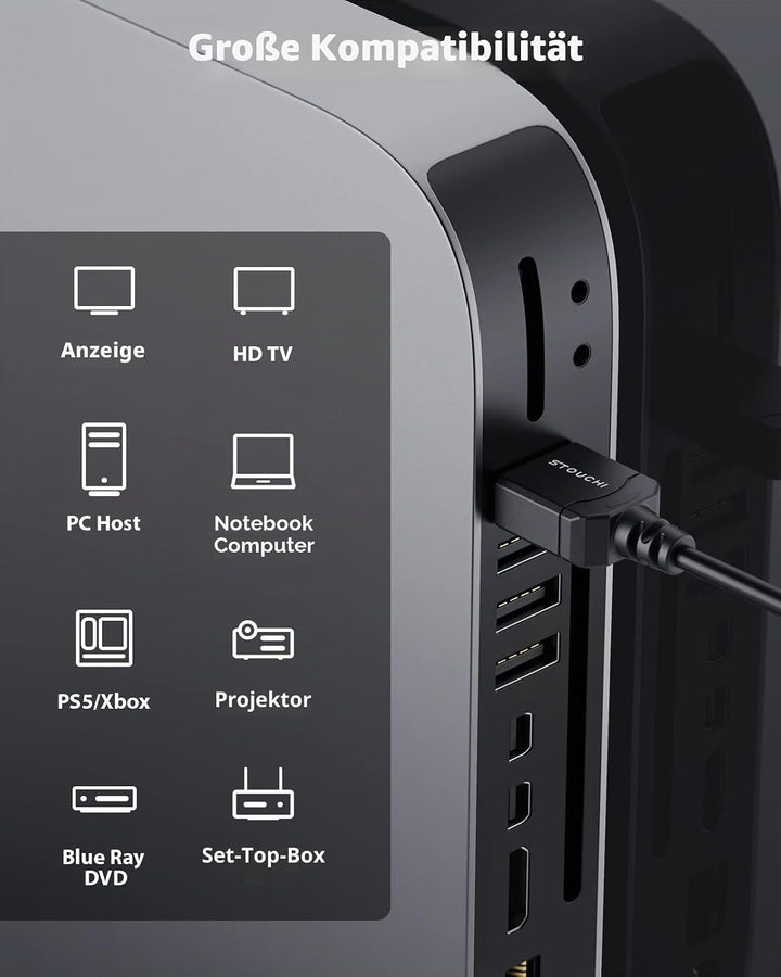 Stouchi Ultradünnes 0,5M HDMI Kabel 8K, Hyper Slim Kabel,Extrem Flexibles 8K, Unterstützt 10K 8K120