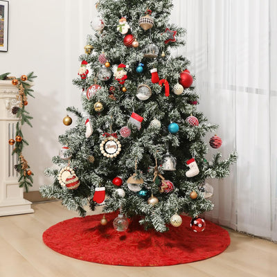 Lewondr Weihnachtsbaum Rock, 122cm Weihnachtsbaumdecke mit Schneeflockenmuster, Gestrickte runde Chr