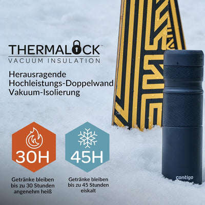 Contigo Thermoflasche Thermalock, Edelstahl Isolierbecher, Kaffebecher to go, auslaufsicher, spülmas