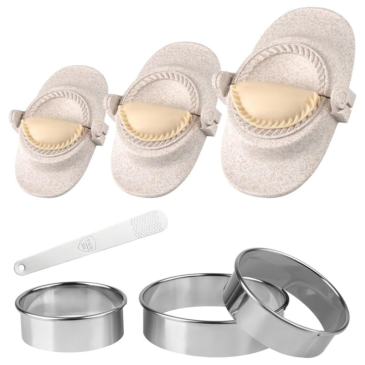 Ravioli Maker & Dumpling Maker Set mit Dough Cutter [3 Grössen],Empanadas, Gyoza, Maultaschen, Teigt