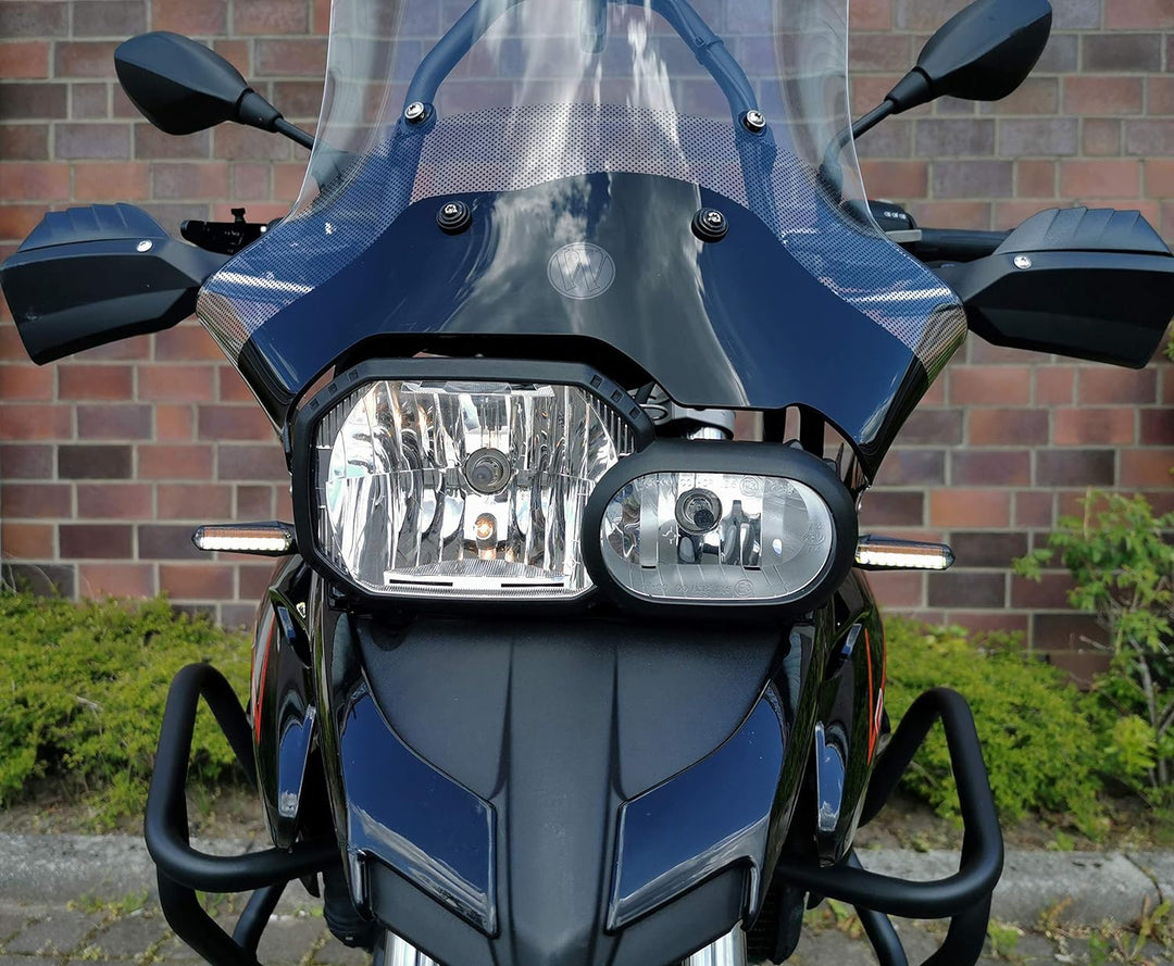 Simda Pro E Mark Led Motorrad Laufeffekt Blinker mit Tagfahrlicht Lauflicht Sequentiell Schwarz Univ