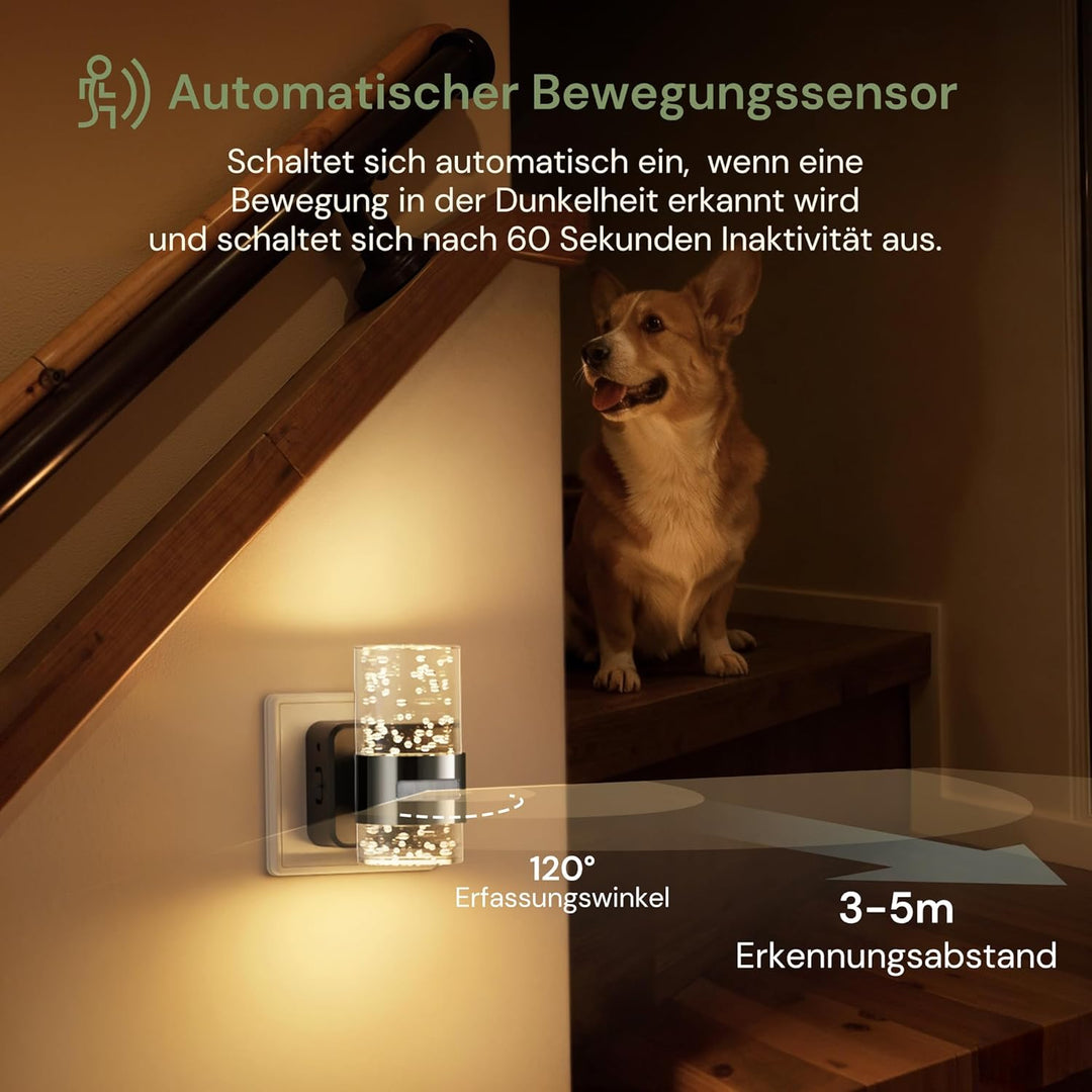 LOHAS-LED Nachtlicht Steckdose mit Bewegungssensor, Nachtlicht mit 3 Modi (EIN/AUTO/AUS), Einstellba