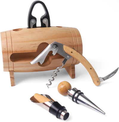 ZBPASL Fass Form Korkenzieher Set,Weinöffner,Wein Sommelier Sets mit Flaschenöffner,Weinverschlüsse,