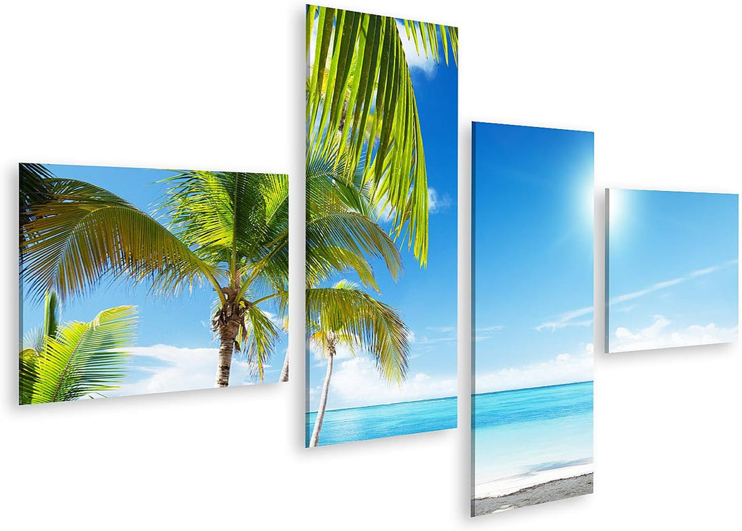 islandburner Bild auf Leinwand Karibisches Meer Und Kokosnusspalmen Bilder Wandbilder Poster Leinwan