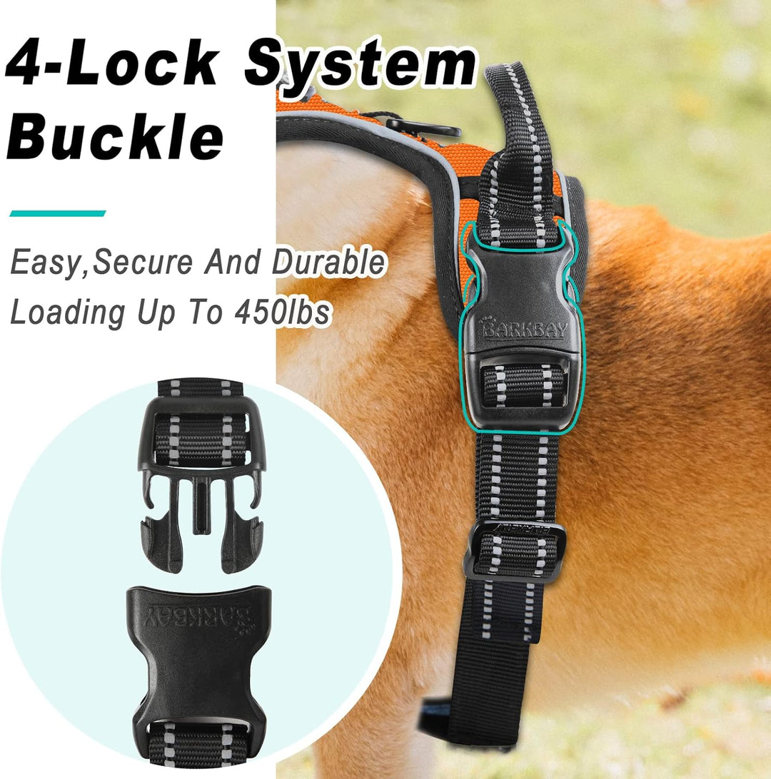 BARKBAY No Pull Hundegeschirr, gross, reflektierend, mit Frontclip und einfacher Kontrolle, für Spaz