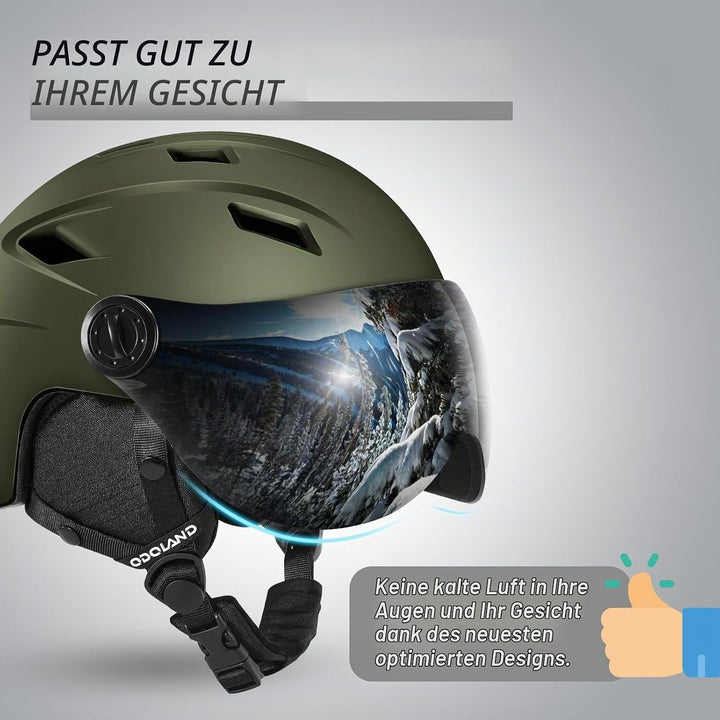 Odoland Erwachsene Skihelm Skihelm mit Visier, Leichter Race-Helm mit Helmvisier für Männer und Frau