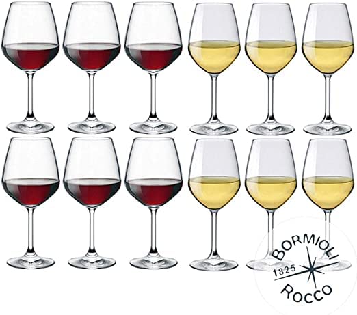 Bormioli Rocco Kollektion Divino – Set aus 12 Weingläsern – 6 x Divino rot 53 cl + 6 x Divino weiss