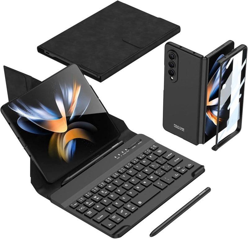 COQUE Samsung Galaxy Z Fold 4 Handyhülle,Handy Büro Tastatur+Touch Stift,Schutzfolie integrierte Han