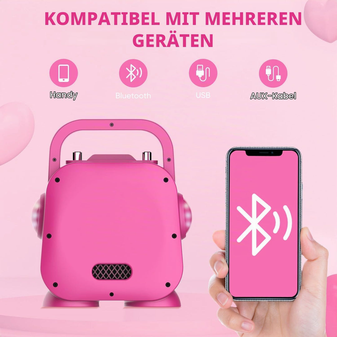 DYNASONIC Karaoke mit Mikrofon, Original Geschenke für Kinder Mädchen, Sprecher, Spielzeug Mädchen (