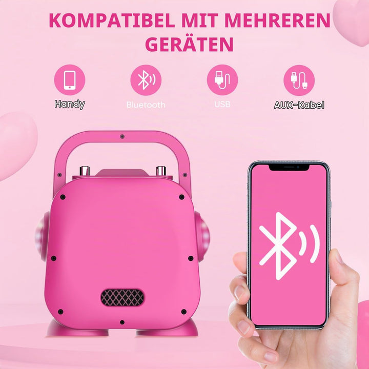 DYNASONIC Karaoke mit Mikrofon, Original Geschenke für Kinder Mädchen, Sprecher, Spielzeug Mädchen (